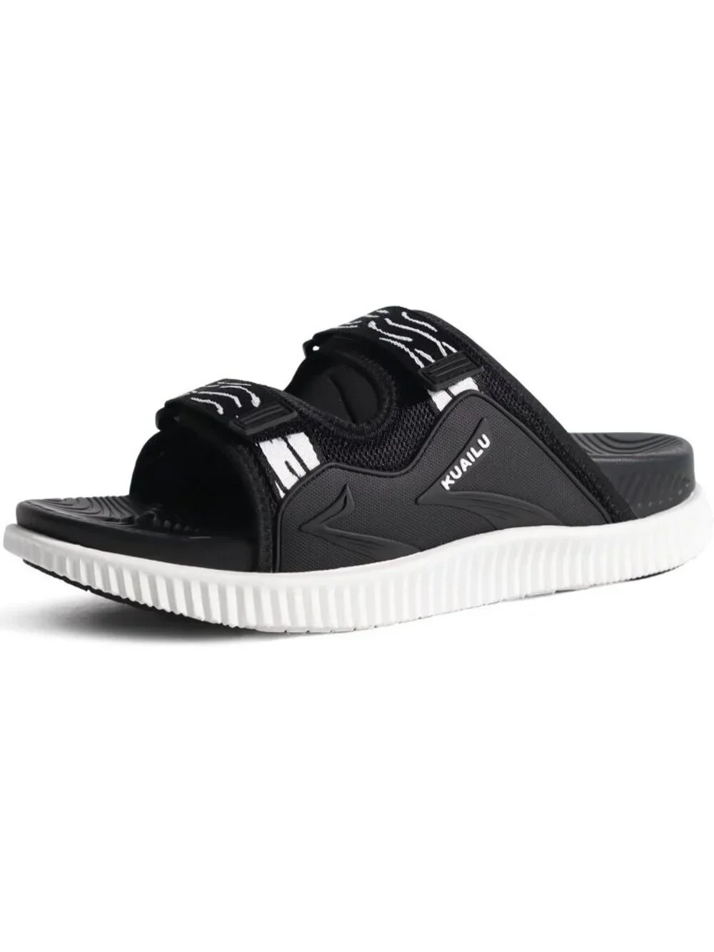 Men's Black White Athletic Thick Cushion Recovery Slides Orthotic Sandal Shoes